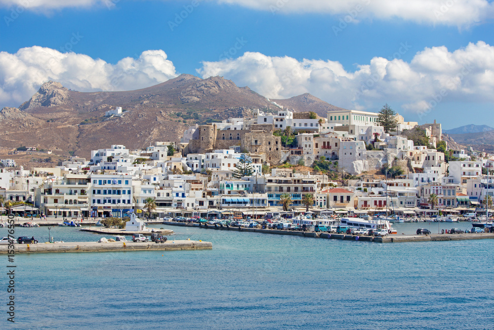 CHORA, GREECE - OCTOBER 6, 2015: The town Chora (Hora) on the Naxos island in the Aegean Sea.