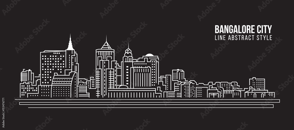 Cityscape Building Line art Vector Illustration design - Bangalore city