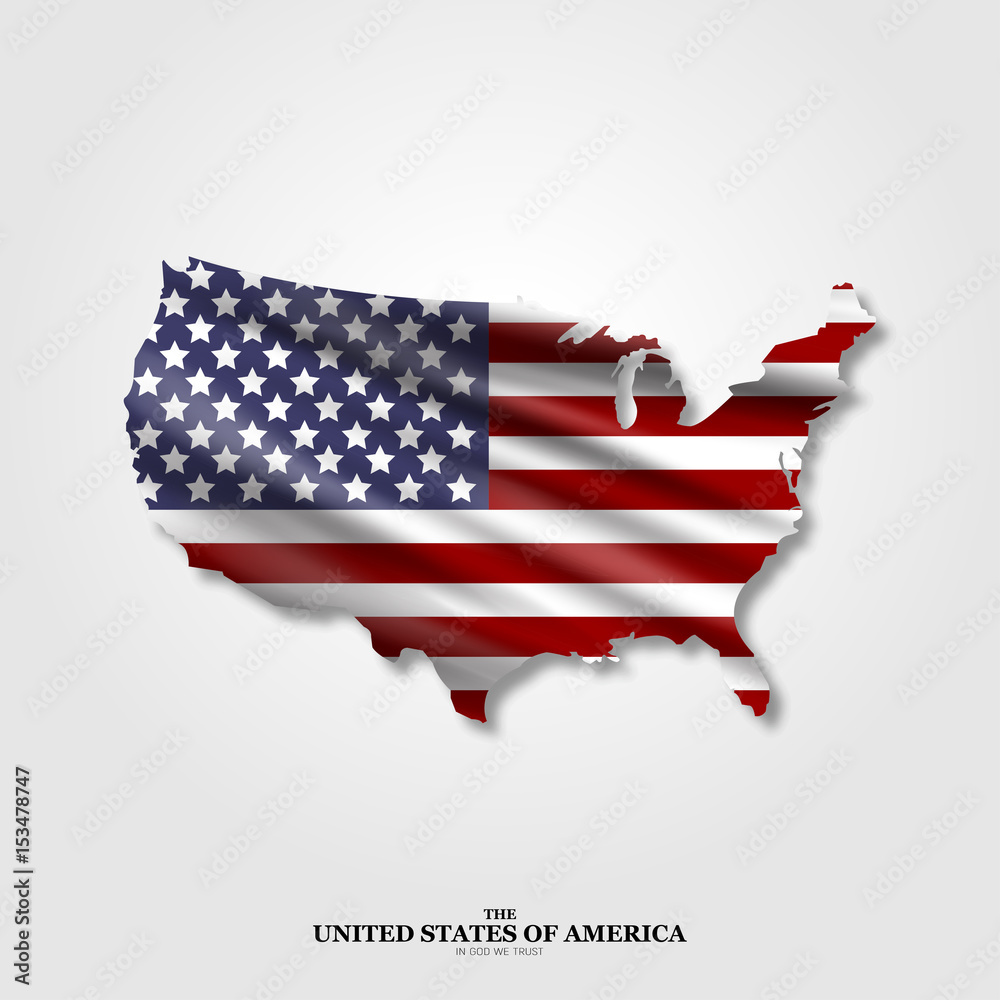 USA map flag with shadow on light background Stock Vector | Adobe Stock