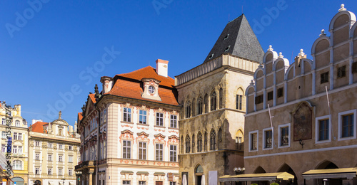 The square of the Old Town and the residential and public houses in the Gothic style . Area of the Old Town Prague ,Czech Republic.