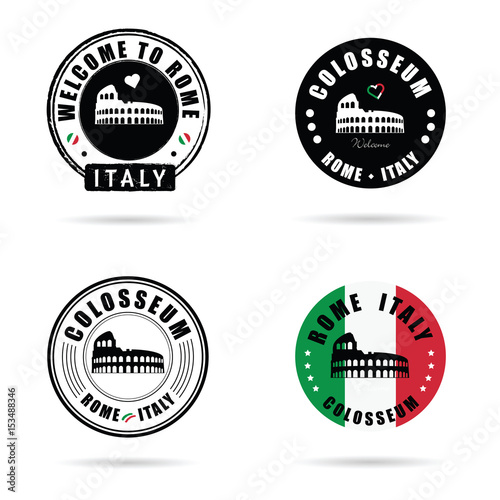 seal of colosseum rome in italy set illustration
