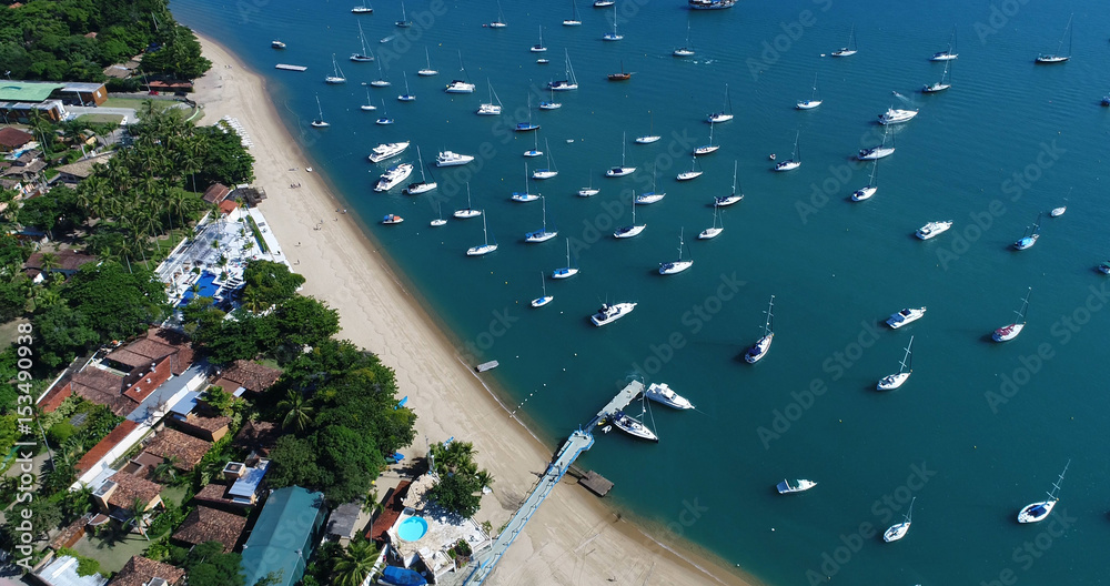 Aerial View of Saco da Capela Beach in Ilhabela, Brazil