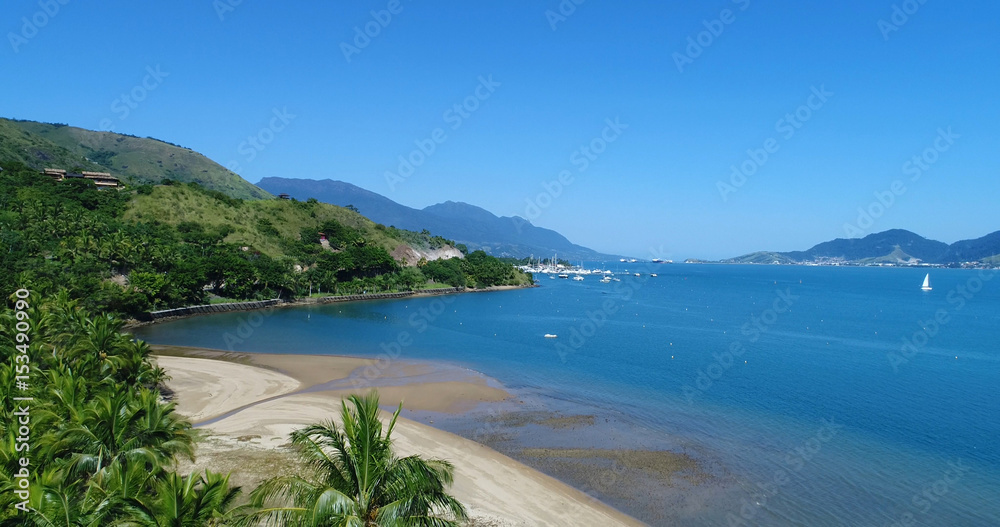 Aerial View of Garapocaia Beach in Ilhabela, Brazil