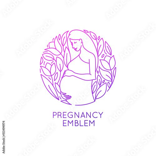 Vector round logo design template - pregnancy and maternity