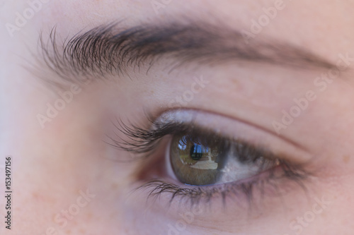 Eye of a young girl .