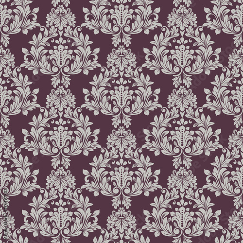 Seamless grey and purple floral wallpaper