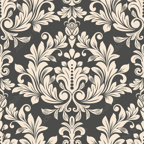 Dark brown and beige vintage wallpaper