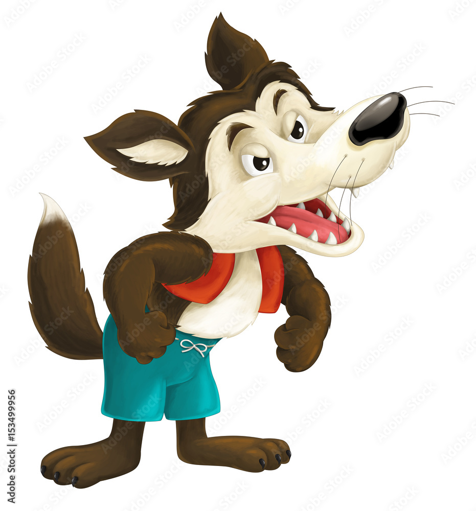 cartoon wolf looking sowhere being angry
