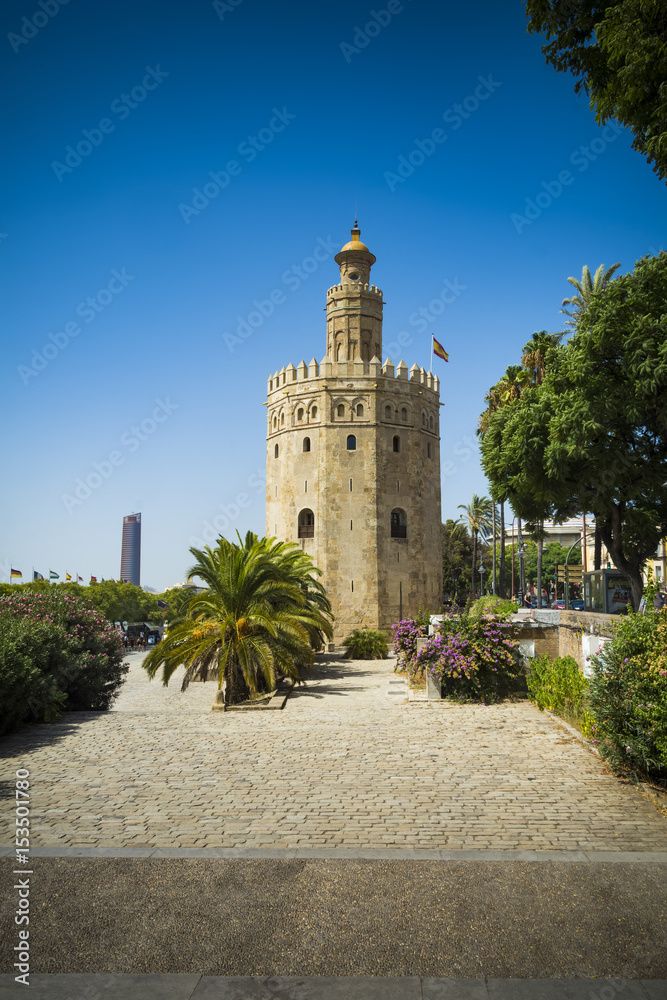 View of Seville in Spain with the Tower of Gold