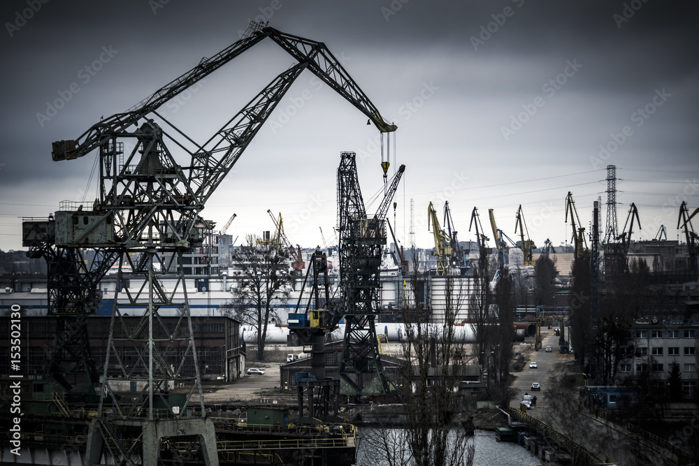 Heavy industry at the Gdansk shipyard in Poland Heavy industry at the Gdansk shipyard in Poland