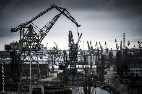 Obraz na płótnie Heavy industry at the Gdansk shipyard in Poland