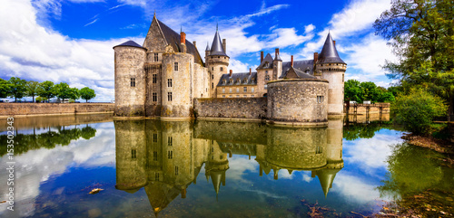Beautiful medieval castle Sully-sul-Loire. famous Loire valley river in France photo
