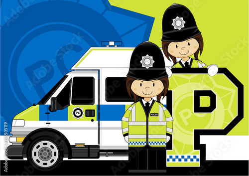 P is for Policeman Learning Illustration