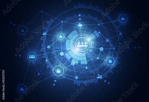 Abstract connection technologies for business. Mixed media. Vector Illustration