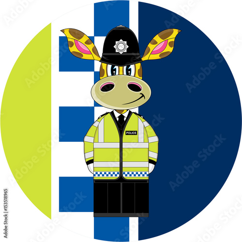 Cartoon Giraffe Police Officer