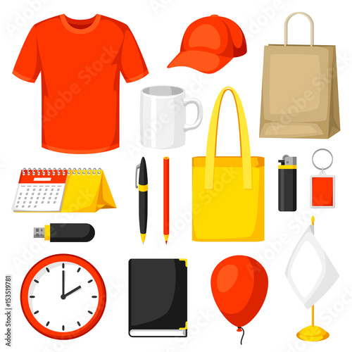 Set of promotional gifts and advertising souvenirs