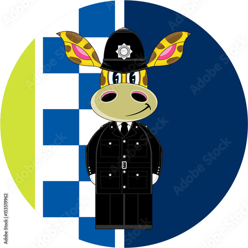 Cartoon Giraffe Police Officer