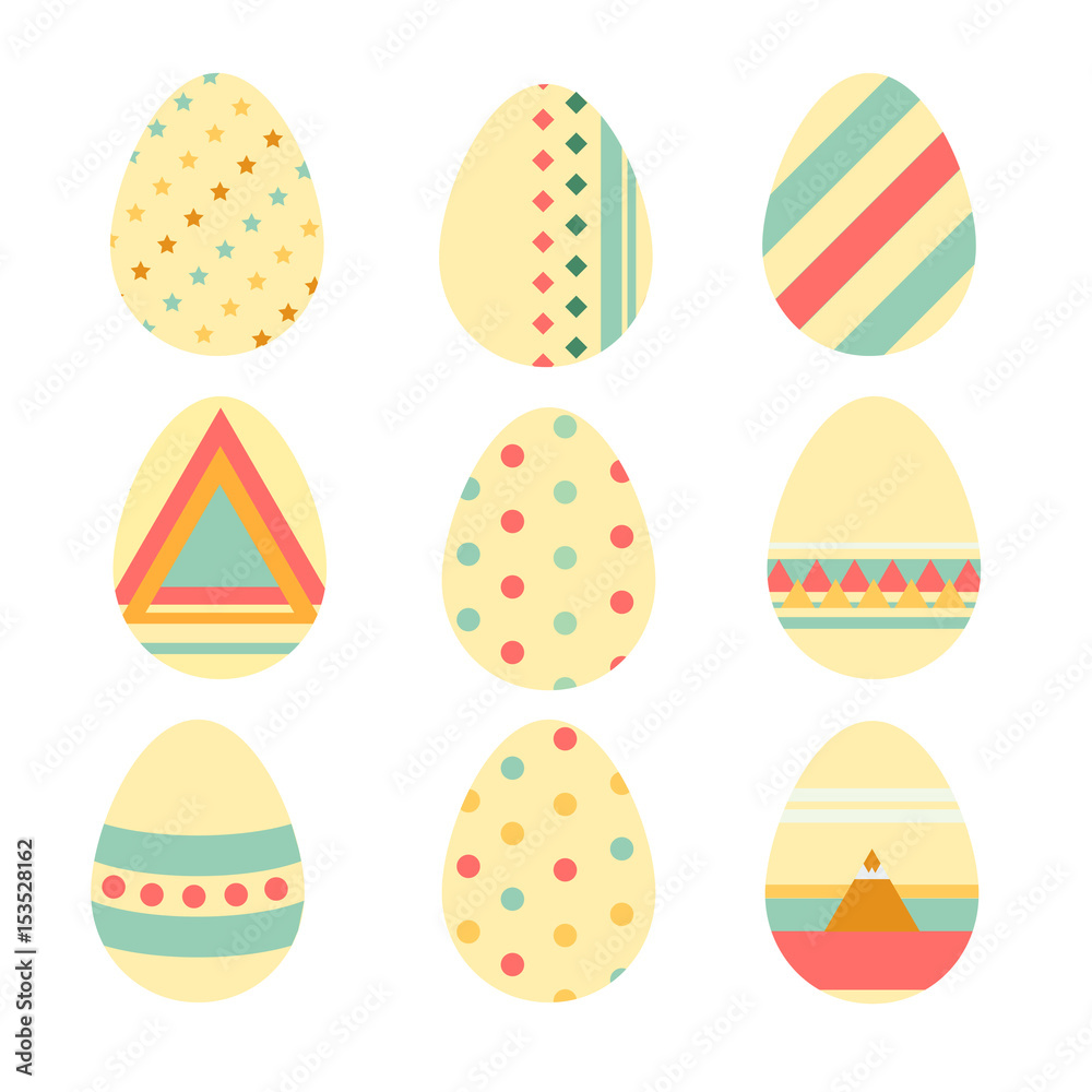 Easter eggs icons. Easter eggs for Easter holidays design on white background. Vector illustration.