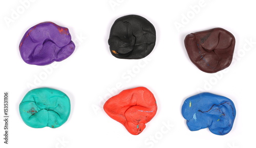Set of colorful plasticine isolated on white background