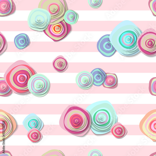 cute seamless pattern with flowers and stripes photo