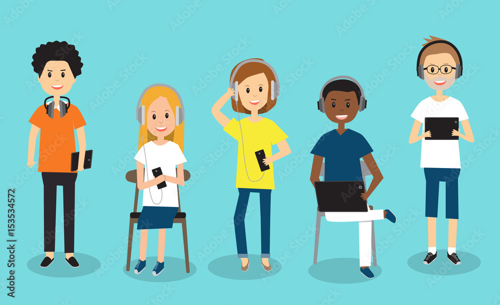 People in Generation Z with technology .illustration EPS 10. People in Generation Z with technology .illustration EPS 10.