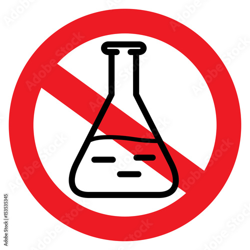 Forbidden sign with Chemical test tube. Vector illustration