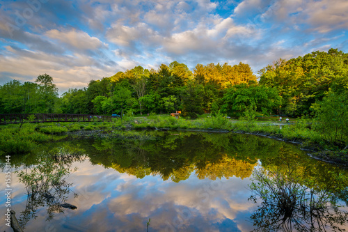 Lake Needwood at sunset, at Upper Rock Creek Park in Derwood, Maryland. photo