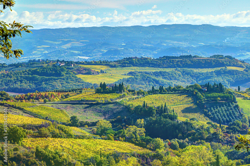 View from hills above San Gimignano, Italy