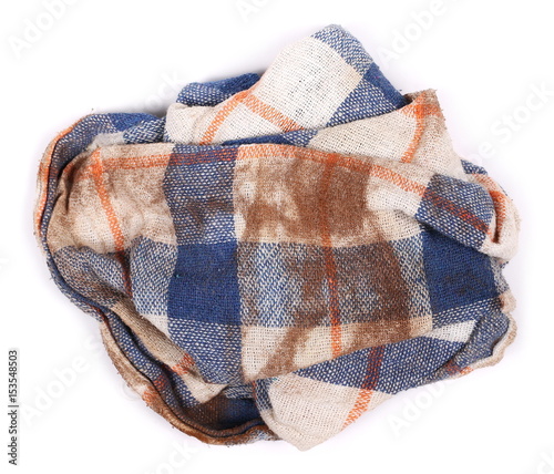 blue white checkered dishcloth, cloth isolated on white background