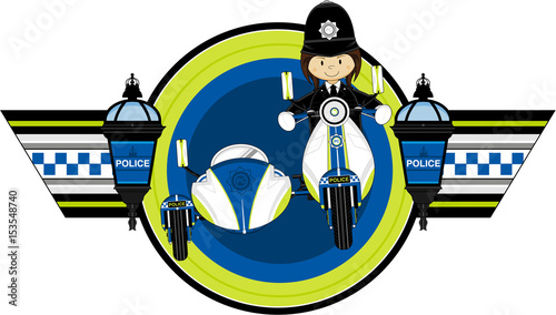 Cartoon Policeman on Scooter