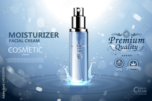 Luxury cosmetic Bottle package skin care cream, Beauty cosmetic product poster, with Bokeh background