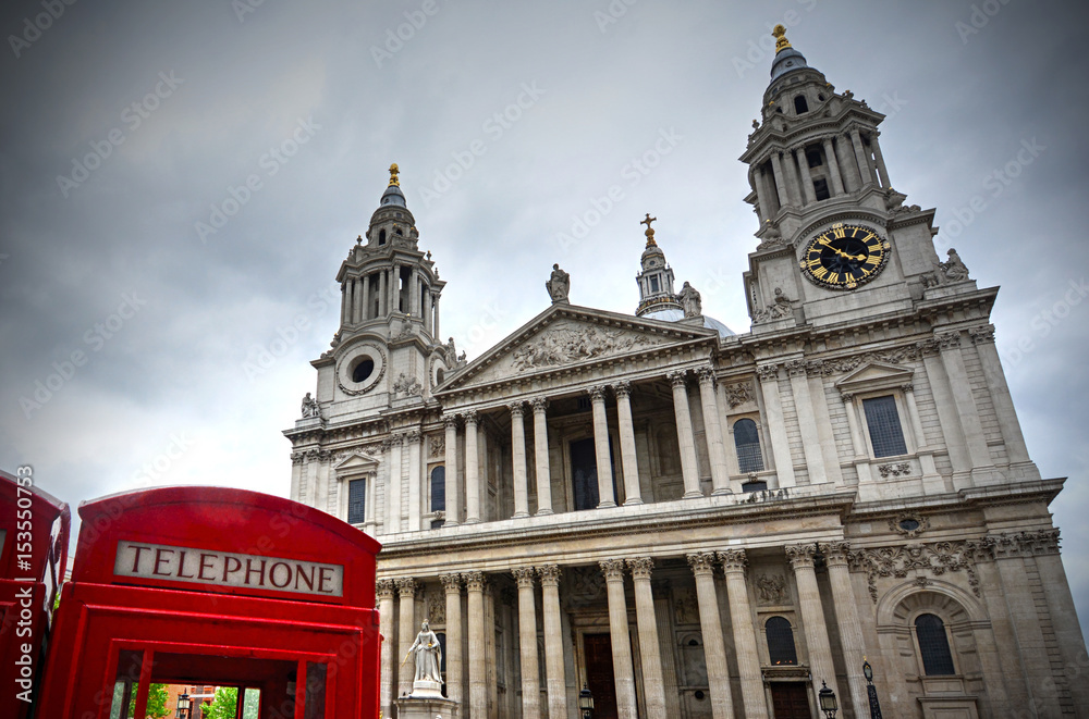 St. Paul's Cathedral from Millennium Footbridge in London, UK