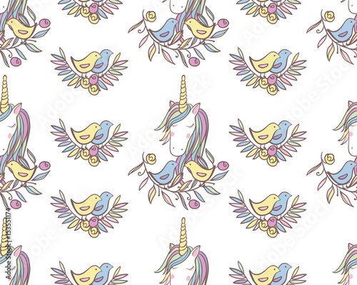 Unicorn Rainbow seamless pattern