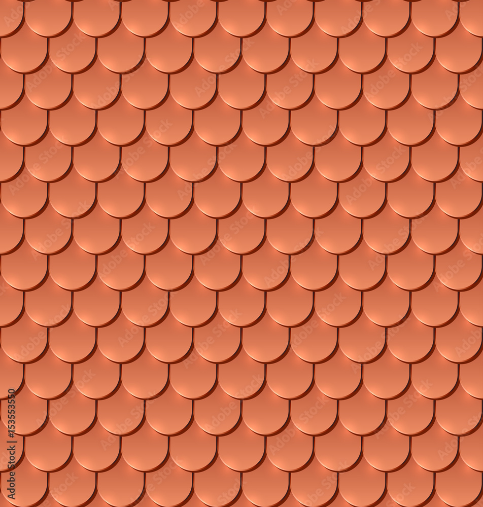 Copper tiles roof seamless vector pattern.