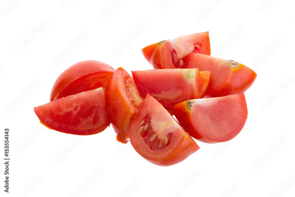 Slice of tomato isolated on a white background