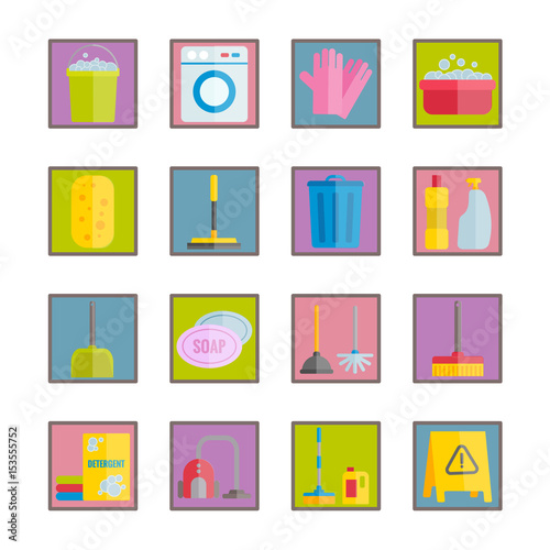 Set of vector flat crockery icons. Modern icons of kitchen utensils and appliances for web, print, mobile apps design