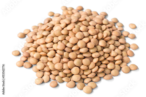 raw lentils on white, (large depth of field, taken with tilt shift lens) photo