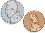 Cartoon illustration of two coins.