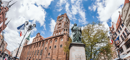 Nicolaus Copernicus (Kopernik) statue monument in Torun (Toruń) city, Poland	 photo