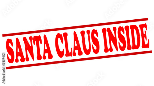 SANTA CLAUS INSIDE red stamp on white photo