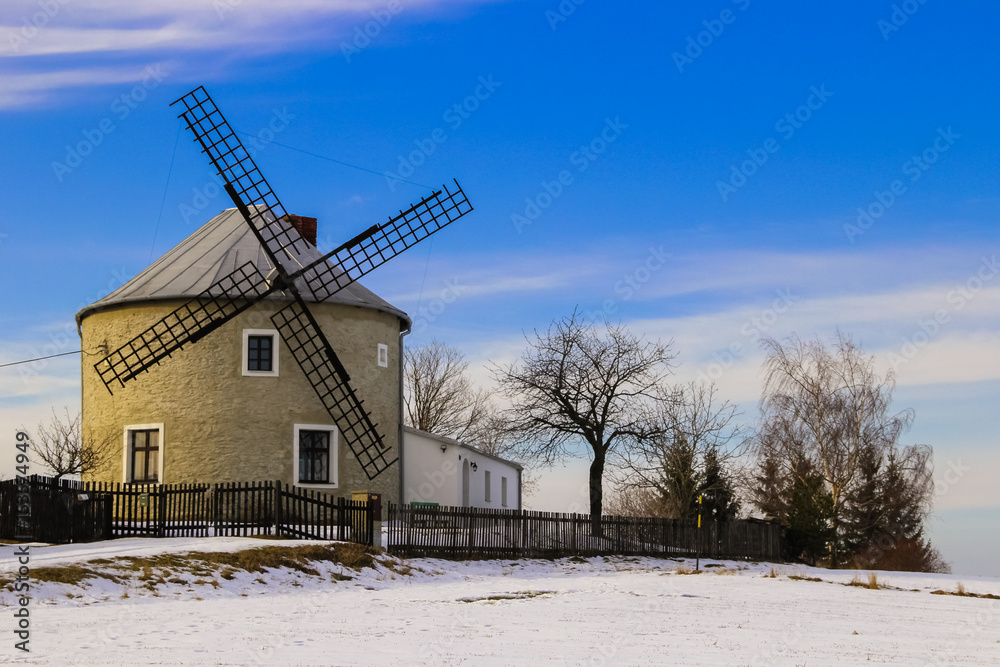 An old and historic wind mill used in past century in Jednov village, Hana region near Olomouc and Prostejov.