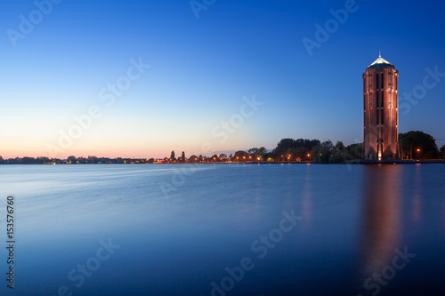 Water tower and lake in Aalsmer, Holland