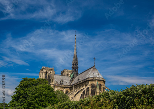 Backview of the Cathedral Notre Dame at the Ile de la Cité at Paris