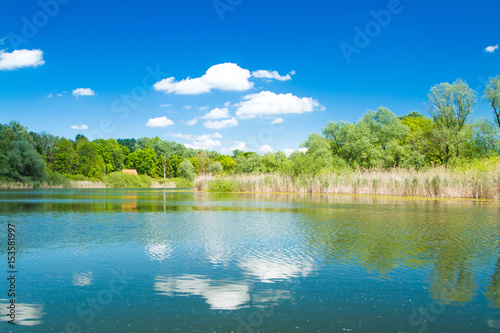  Beautiful landscape in coutryside, lake in nature park Lonjsko polje, Croatia © ilijaa