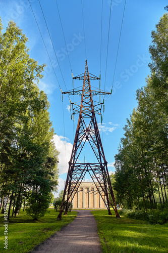High voltage post.High-voltage tower sky background. High Voltage Electric Tower. Power concept.