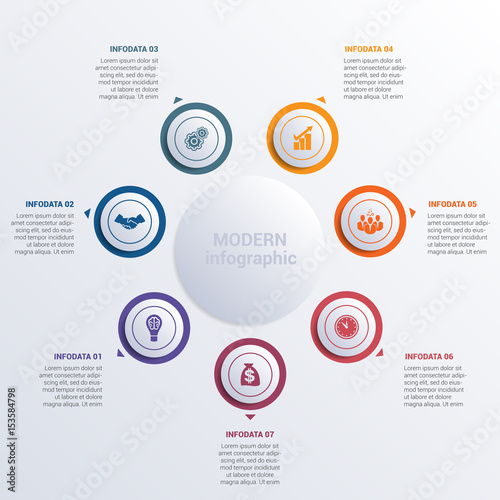 Vector illustration Modern Infographic diagram business steps for 7 options.