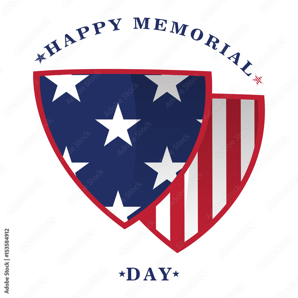 Isolated memorial day label on a white background, Vector illustration