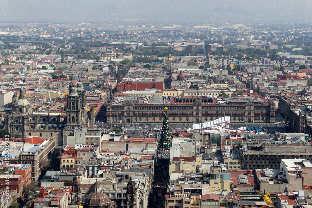 View of the Cathedral and Zocalo in Mexico City