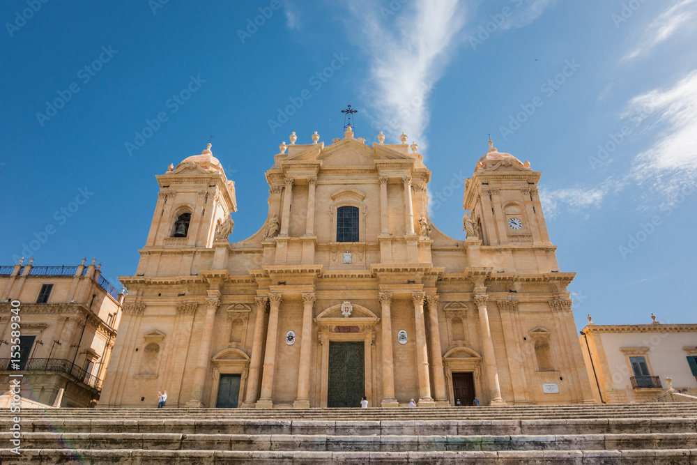 Obraz premium Noto Cathedral is a Roman Catholic cathedral in Noto in Sicily, Italy. UNESCO World Heritage Site.