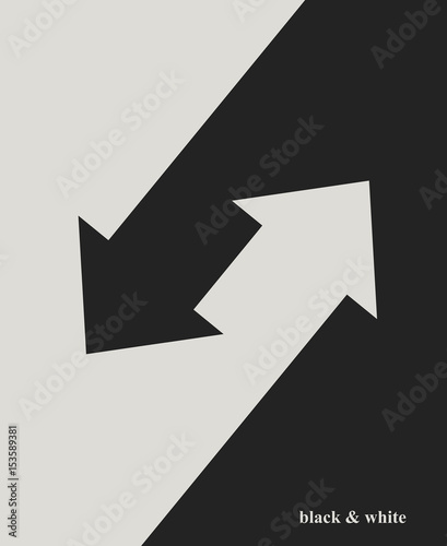 Black and white arrows. Vector background.